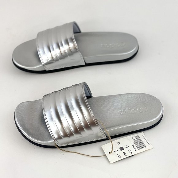 adidas Shoes - Adidas Adilette Comfort Chrome Silver Women's Slides Sandals Metallic Slide